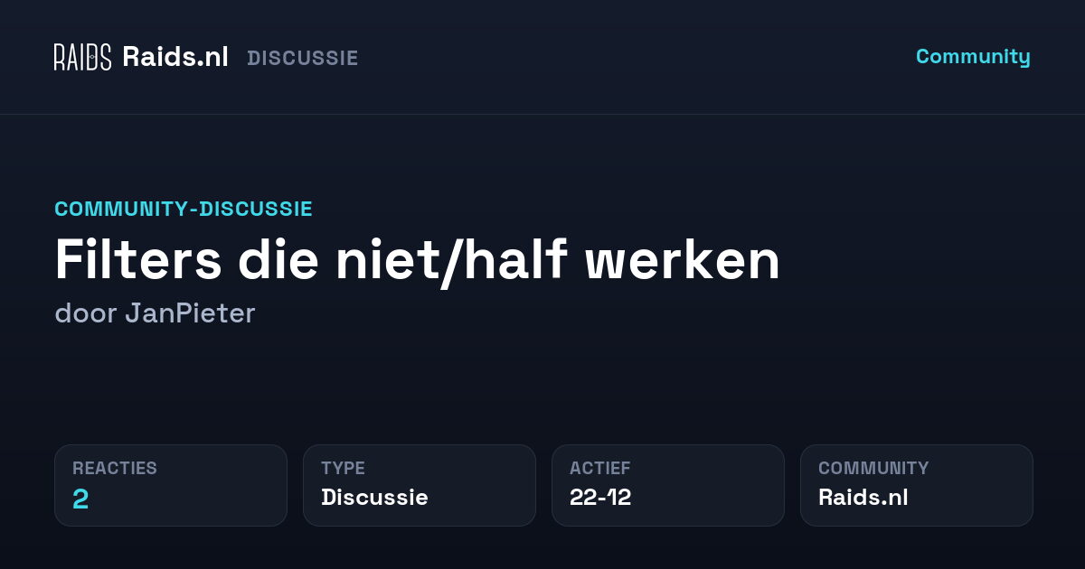 Filters die niet/half werken — Discussie
