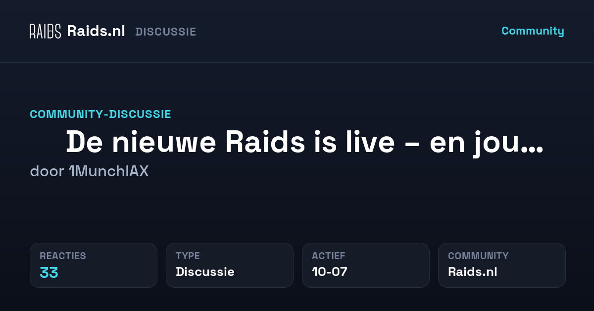 🚀 De nieuwe Raids is live – en jouw feedback bepaalt wat er volgt — Discussie