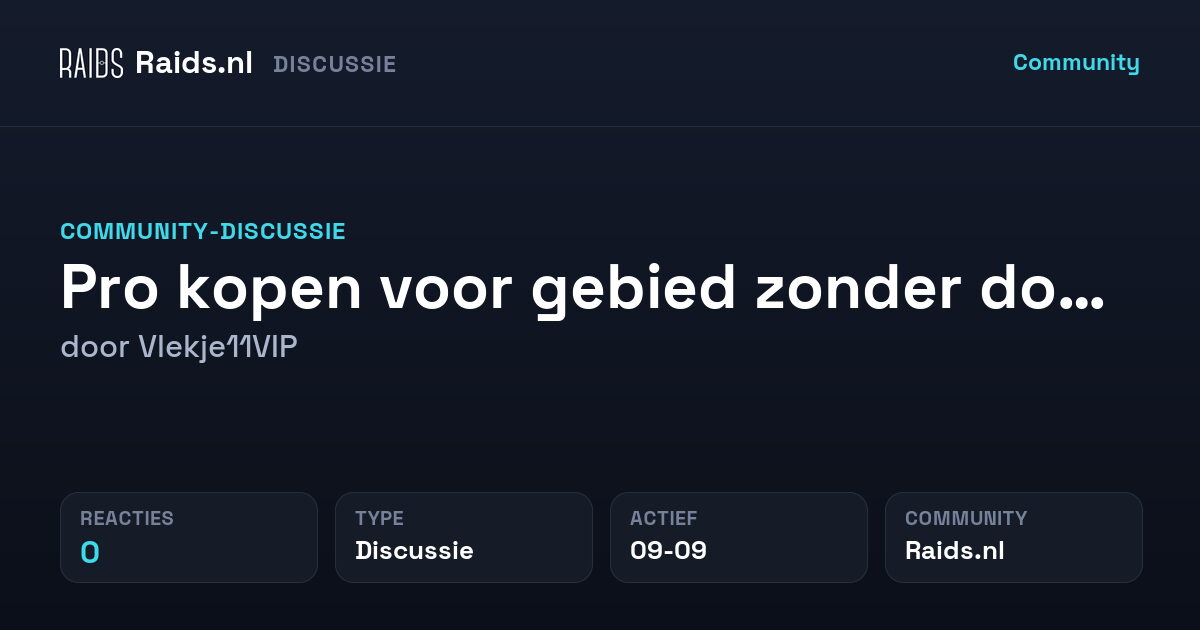 Pro kopen voor gebied zonder donateurs — Discussie