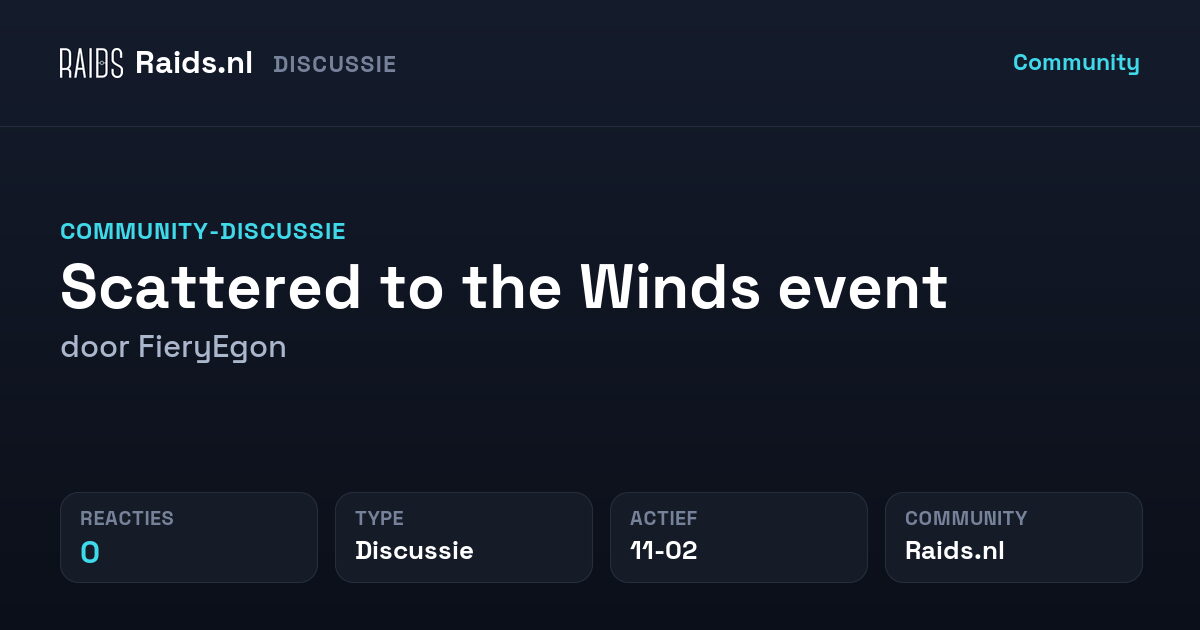 Scattered to the Winds event — Discussie